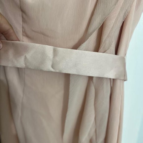 NWT Vera Wang White Pink Chiffon One Shoulder Ruffled Dress - Size 8 - Picture 4 of 11